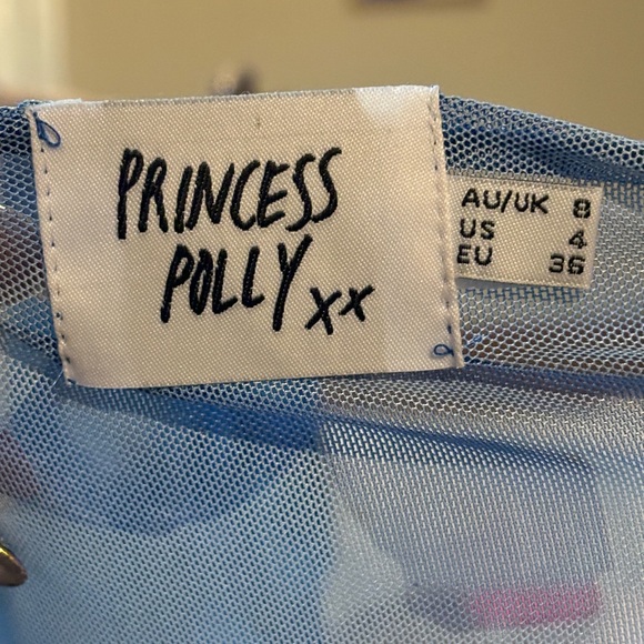 Blue Floral Lace-Up Blouse - Picture 4 of 4